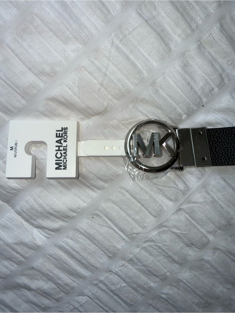 Michael Michael Kors Black Reversible Belt Women’s Medium Silver MK Buckle NEW !
